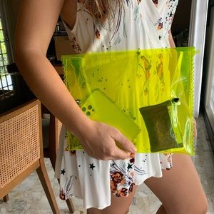Neon Green/Yellow Clear Plastic Clutch purse